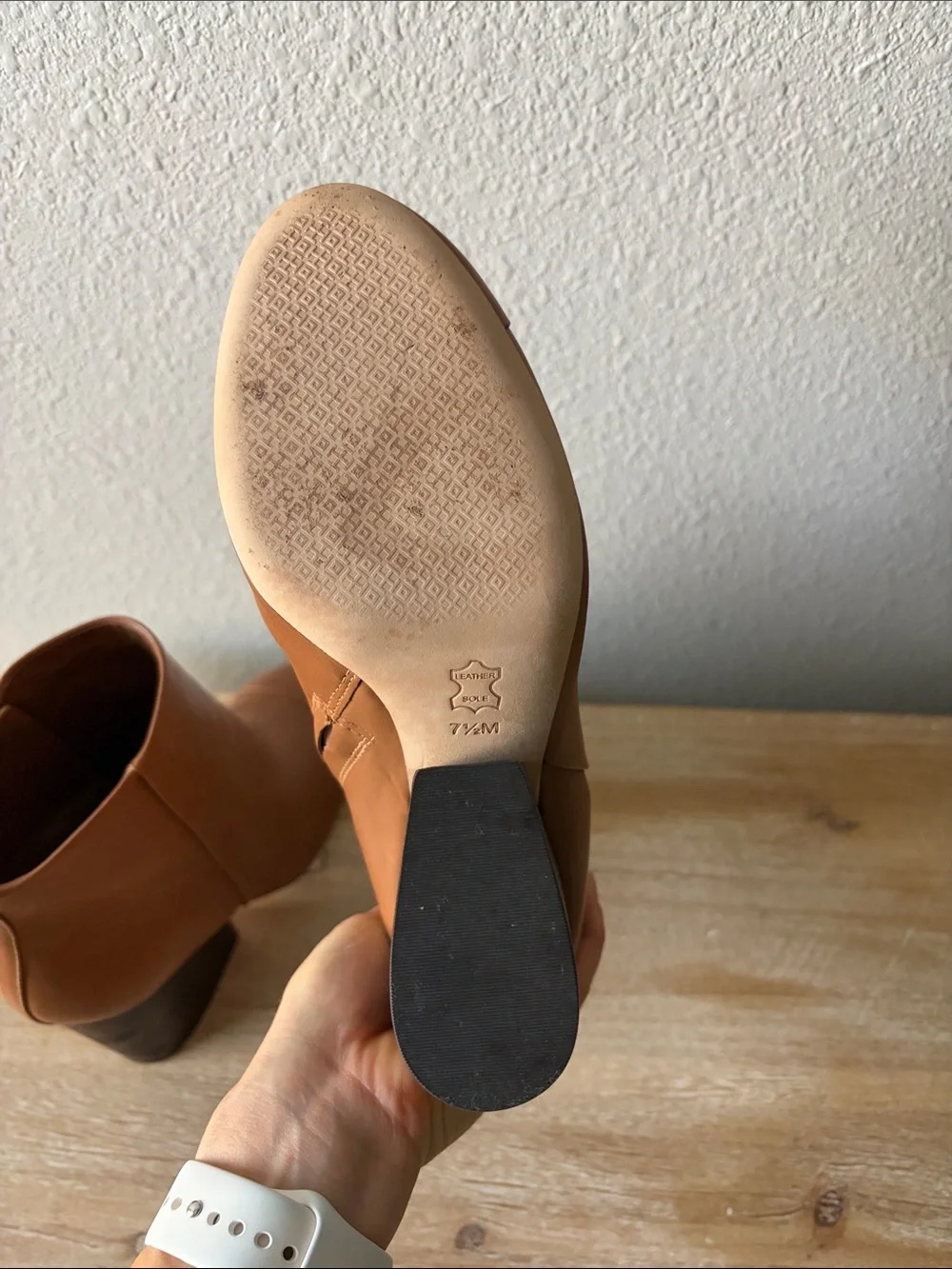 Tory Burch Grove Leather Block Heel Ankle Boot in Cognac
